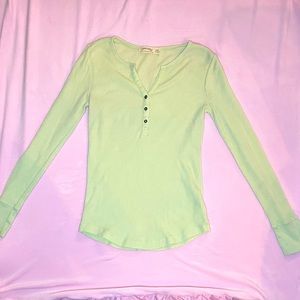 NWOT Waffle Textured Long Sleeve Shirt with Curved Hem